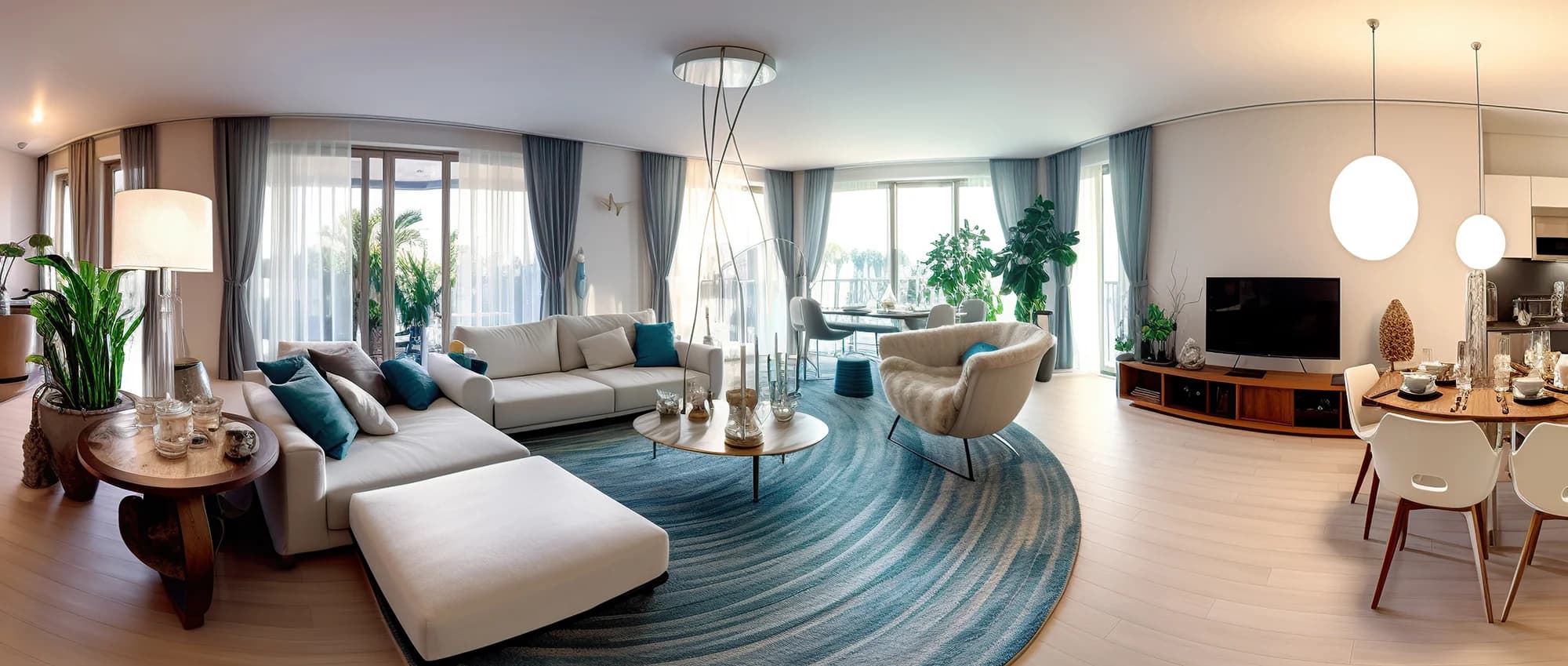 A bright, furnished living room in a rental home